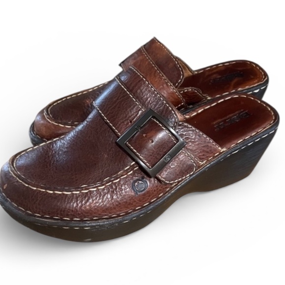 Børn Brown Leather Slide Clogs Size 8 - Picture 2 of 15